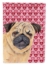 Load image into Gallery viewer, Pug Hearts Love and Valentine's Day Portrait Flag Canvas House Size