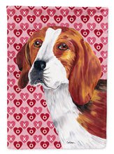 Load image into Gallery viewer, Beagle Hearts Love and Valentine's Day Portrait Flag Canvas House Size
