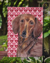 Load image into Gallery viewer, Dachshund Hearts Love and Valentine's Day Portrait Garden Flag – Decorative Outdoor Yard Flag
