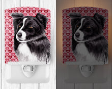 Load image into Gallery viewer, Border Collie Hearts Love and Valentine's Day Portrait Ceramic Night Light SC9272CNL