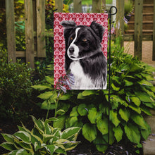 Load image into Gallery viewer, Border Collie Hearts Love and Valentine's Day Portrait Garden Flag – Decorative Outdoor Yard Flag
