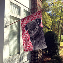 Load image into Gallery viewer, Pug Black Hearts Love Valentine's Day Flag Canvas House Size