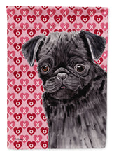 Load image into Gallery viewer, Pug Black Hearts Love Valentine's Day Flag Canvas House Size