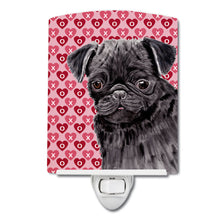 Load image into Gallery viewer, Pug Black Hearts Love and Valentine's Day Portrait Ceramic Night Light SC9273CNL