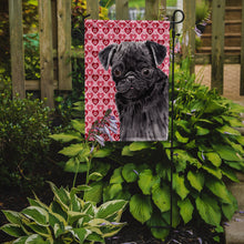Load image into Gallery viewer, Pug Black Hearts Love and Valentine's Day Portrait Garden Flag – Decorative Outdoor Yard Flag