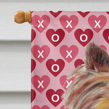 Load image into Gallery viewer, Yorkie Hearts Love and Valentine's Day Portrait Flag Canvas House Size