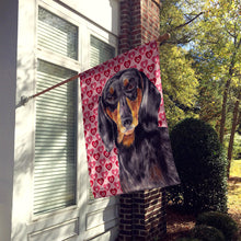 Load image into Gallery viewer, Dachshund Black Tan Hearts Love Valentine's Day Flag Canvas House Size