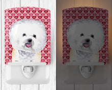 Load image into Gallery viewer, Bichon Frise Hearts Love and Valentine's Day Portrait Ceramic Night Light SC9278CNL