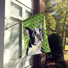 Load image into Gallery viewer, Boston Terrier St. Patrick's Day Shamrock Portrait Flag Canvas House Size