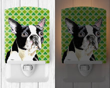 Load image into Gallery viewer, Boston Terrier St. Patrick's Day Shamrock Portrait Ceramic Night Light SC9280CNL