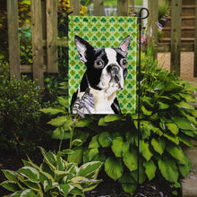 Load image into Gallery viewer, Boston Terrier St. Patrick's Day Shamrock Portrait Garden Flag – Decorative Outdoor Yard Flag