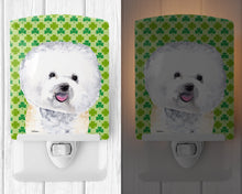 Load image into Gallery viewer, Bichon Frise St. Patrick's Day Shamrock Portrait Ceramic Night Light SC9282CNL