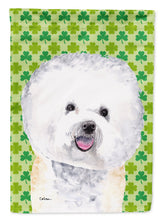 Load image into Gallery viewer, Bichon Frise St. Patrick's Day Shamrock Portrait Garden Flag – Decorative Outdoor Yard Flag