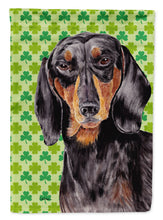 Load image into Gallery viewer, Dachshund St. Patrick's Day Shamrock Portrait Flag Canvas House Size