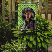 Load image into Gallery viewer, Dachshund St. Patrick's Day Shamrock Portrait Garden Flag – Decorative Outdoor Yard Flag