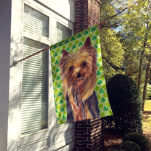 Load image into Gallery viewer, Yorkie St. Patrick's Day Shamrock Portrait Flag Canvas House Size
