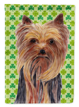 Load image into Gallery viewer, Yorkie St. Patrick's Day Shamrock Portrait Flag Canvas House Size