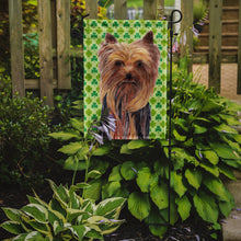 Load image into Gallery viewer, Yorkie St. Patrick's Day Shamrock Portrait Garden Flag – Decorative Outdoor Yard Flag