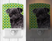 Load image into Gallery viewer, Pug Black St. Patrick's Day Shamrock Portrait Ceramic Night Light SC9286CNL