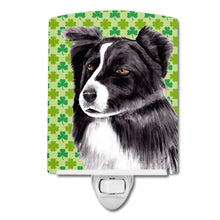 Load image into Gallery viewer, Border Collie St. Patrick's Day Shamrock Portrait Ceramic Night Light SC9287CNL