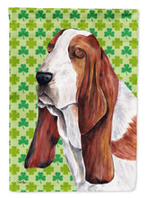 Load image into Gallery viewer, Basset Hound St. Patrick's Day Shamrock Portrait Flag Canvas House Size