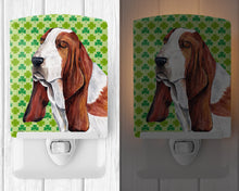 Load image into Gallery viewer, Basset Hound St. Patrick's Day Shamrock Portrait Ceramic Night Light SC9292CNL