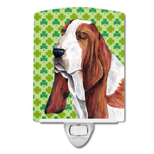 Load image into Gallery viewer, Basset Hound St. Patrick's Day Shamrock Portrait Ceramic Night Light SC9292CNL