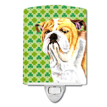 Load image into Gallery viewer, Bulldog English St. Patrick's Day Shamrock Portrait Ceramic Night Light SC9294CNL