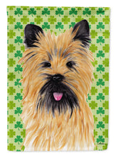 Load image into Gallery viewer, Cairn Terrier St. Patrick's Day Shamrock Portrait Garden Flag – Decorative Outdoor Yard Flag