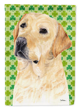 Load image into Gallery viewer, Labrador Yellow St. Patrick's Day Shamrock Flag Canvas House Size