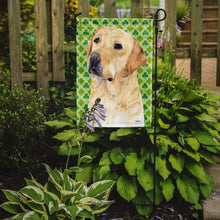 Load image into Gallery viewer, Labrador Yellow St. Patrick's Day Shamrock Portrait Garden Flag – Decorative Outdoor Yard Flag