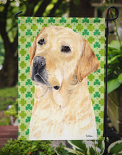 Load image into Gallery viewer, Labrador Yellow St. Patrick's Day Shamrock Portrait Garden Flag – Decorative Outdoor Yard Flag