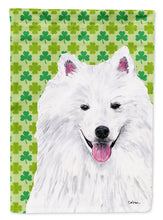Load image into Gallery viewer, American Eskimo St. Patrick's Day Shamrock Portrait Garden Flag – Decorative Outdoor Yard Flag