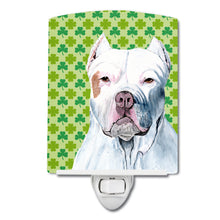 Load image into Gallery viewer, Pit Bull St. Patrick's Day Shamrock Portrait Ceramic Night Light SC9301CNL