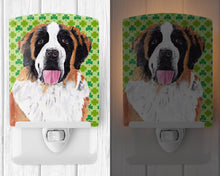 Load image into Gallery viewer, Saint Bernard St. Patrick's Day Shamrock Portrait Ceramic Night Light SC9302CNL