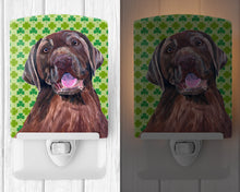 Load image into Gallery viewer, Labrador Chocolate St. Patrick's Day Shamrock Portrait Ceramic Night Light SC9304CNL