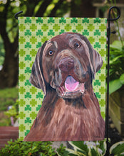 Load image into Gallery viewer, Labrador Chocolate St. Patrick's Day Shamrock Portrait Garden Flag – Decorative Outdoor Yard Flag
