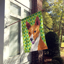 Load image into Gallery viewer, Basenji St. Patrick's Day Shamrock Portrait Flag Canvas House Size
