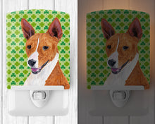 Load image into Gallery viewer, Basenji St. Patrick's Day Shamrock Portrait Ceramic Night Light SC9307CNL