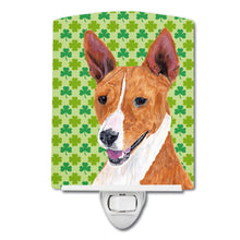 Load image into Gallery viewer, Basenji St. Patrick's Day Shamrock Portrait Ceramic Night Light SC9307CNL