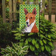 Load image into Gallery viewer, Basenji St. Patrick's Day Shamrock Portrait Garden Flag – Decorative Outdoor Yard Flag