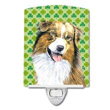Load image into Gallery viewer, Australian Shepherd St. Patrick's Day Shamrock Ceramic Night Light SC9317CNL