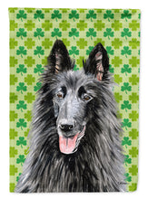 Load image into Gallery viewer, Belgian Sheepdog St. Patrick's Day Shamrock Portrait Garden Flag – Decorative Outdoor Yard Flag