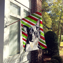 Load image into Gallery viewer, Boston Terrier Candy Cane Holiday Christmas Flag Canvas House Size