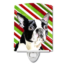Load image into Gallery viewer, Boston Terrier Candy Cane Holiday Christmas Ceramic Night Light SC9320CNL