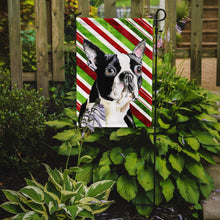 Load image into Gallery viewer, Boston Terrier Candy Cane Holiday Christmas Garden Flag – Decorative Outdoor Yard Flag