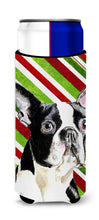 Load image into Gallery viewer, Boston Terrier Candy Cane Holiday Christmas Slim Can Hugger – Fun &amp; Functional Drink Coolers SC9320MUK