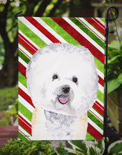Load image into Gallery viewer, Bichon Frise Candy Cane Holiday Christmas Garden Flag – Decorative Outdoor Yard Flag