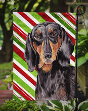 Load image into Gallery viewer, Dachshund Candy Cane Holiday Christmas Garden Flag – Decorative Outdoor Yard Flag