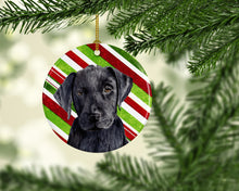 Load image into Gallery viewer, Labrador Candy Cane Holiday Christmas  Ornament - Round Ceramic Ornament – Artist-Designed Keepsake Decoration SC9324